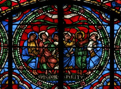 Window depicting Pentecost (modern) by French School