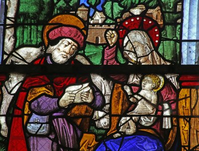 Window depicting Rest during the Flight into Egypt by French School