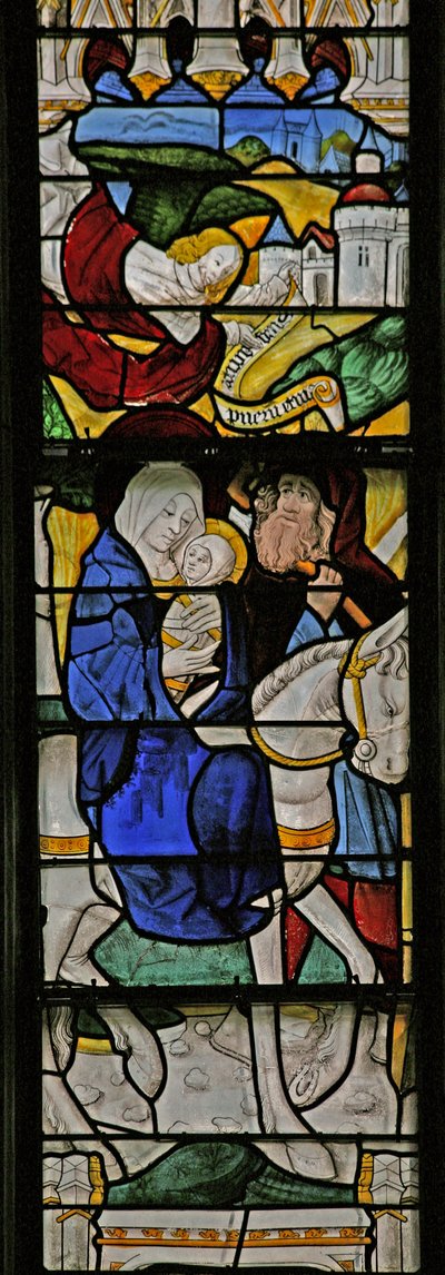 Window depicting the Flight into Egypt by French School