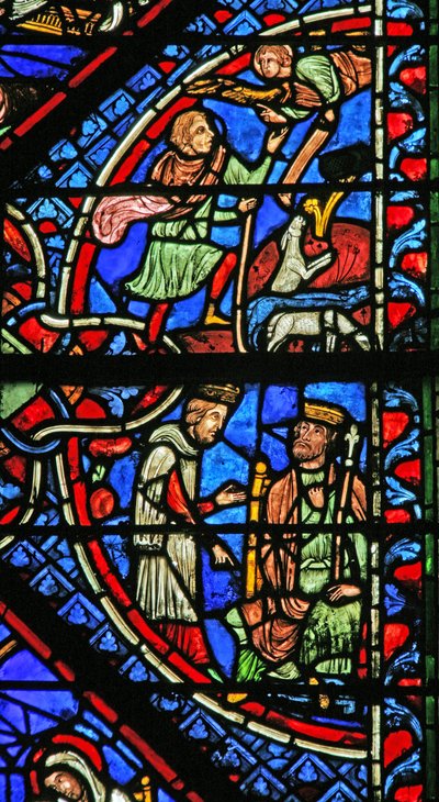 Window depicting the Magi with Herod; Annunciation to the Shepherds by French School
