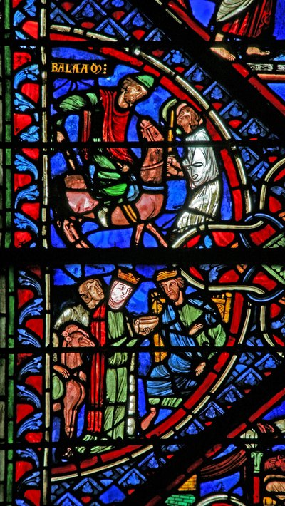 Window depicting the Queen of Sheba; Balaam and His Ass by French School