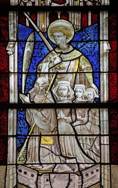 Window depicting St George with a donor and family by French School