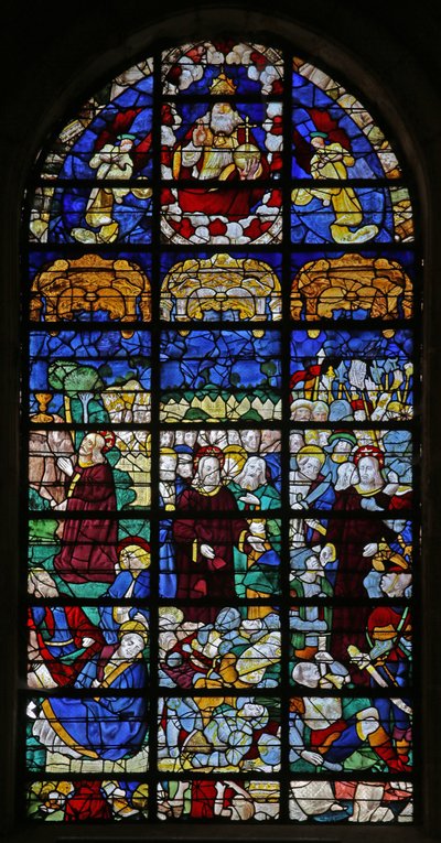 Window depicting Passion scenes: Gethsemane and the Resurrection by French School