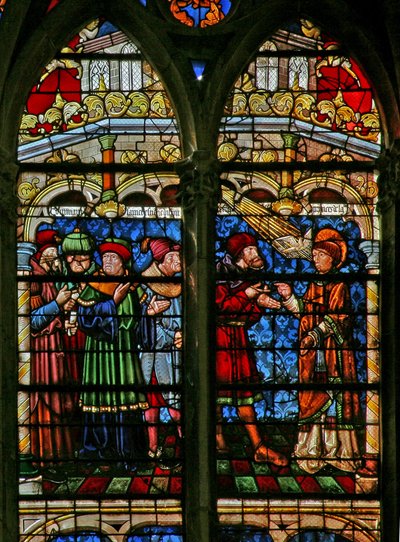 Window 32 depicting St Stephen disputes with the Doctors of the Law by French School