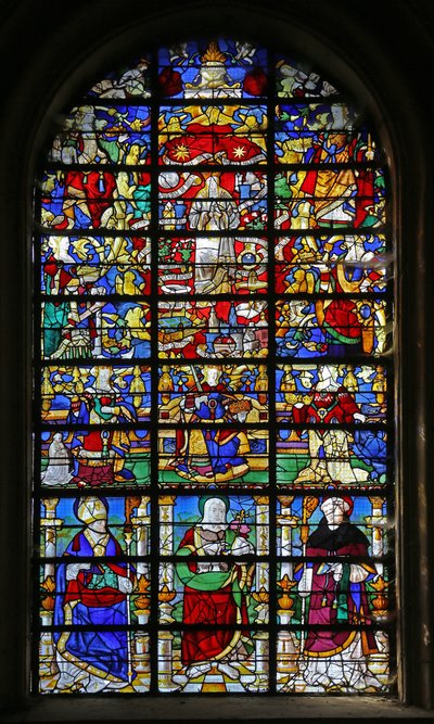 Window depicting the Litany of the Virgin and St Lubin, St John the Baptist and St Maur by French School