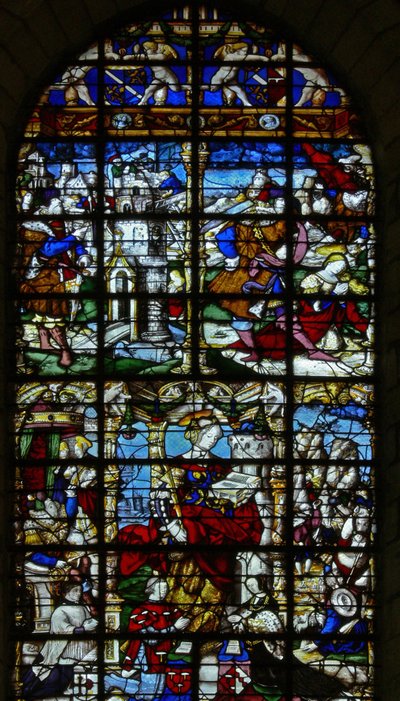 Window w37 depicting scenes from the life of St Barbara by French School