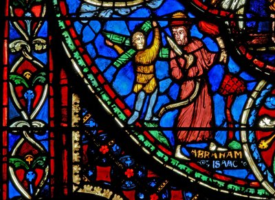 Window depicting Abraham about to sacrifice Isaac by French School