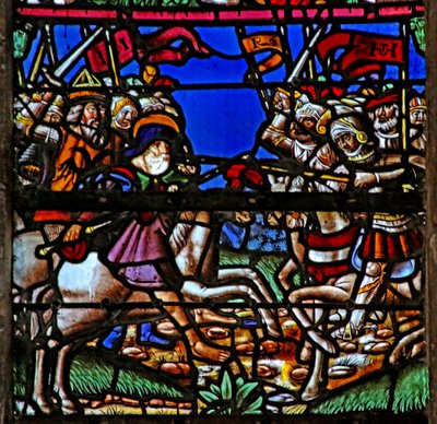 Window depicting St James appears at the Battle of Clavijo by French School