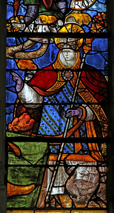 Window w3 depicting a Bishop saint by French School