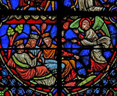 Window depicting the Magi are warned in a dream by French School