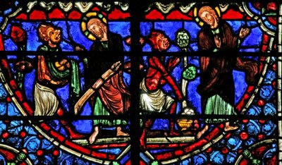 Window depicting the Temptation in the Wilderness by French School
