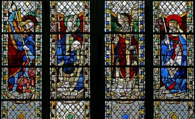 Window depicting St Michael, St Julien, St Guillaume, St Genevieve by French School