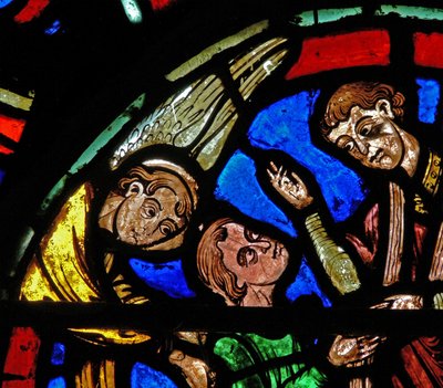 Window depicting a priest giving absolution by French School