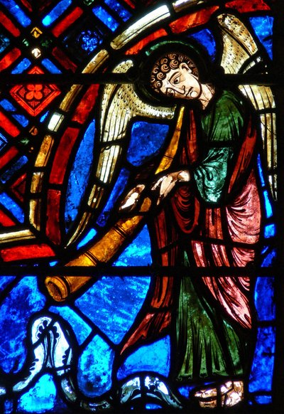Window depicting angels at the Last Judgement by French School