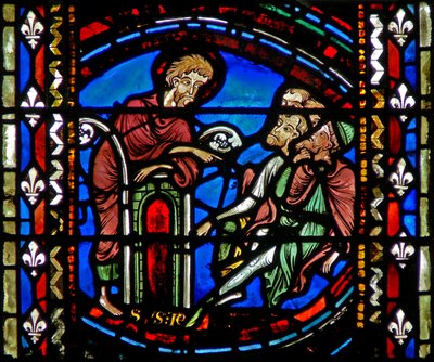 Window depicting St John the Baptist preaching by French School