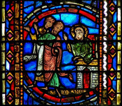 Window depicting St John the Baptist sends his disciples to Christ by French School