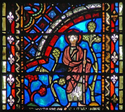 Window depicting St John the Baptist sets out for the desert by French School