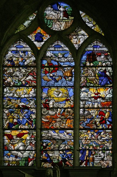 Window w5 depicting the Book of Revelation by French School
