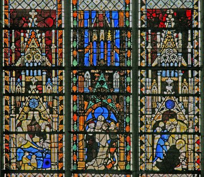 Window depicting scenes from the life of St John the Baptist by French School