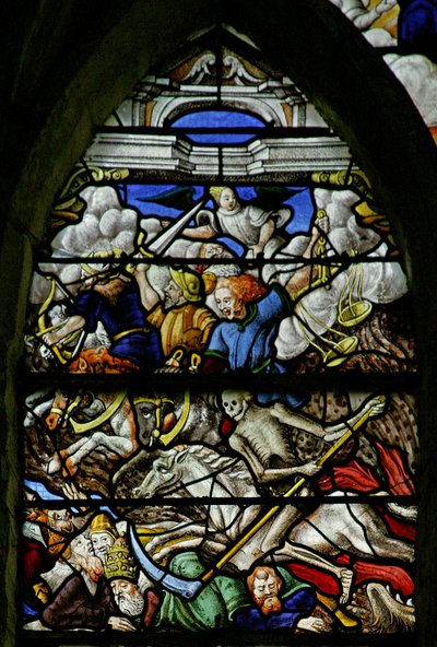 Window w5 depicting the Four Horsemen of the Apocalypse: the White Horse of Death by French School