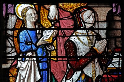 Window depicting the Montmorency donors wife and daughter by French School