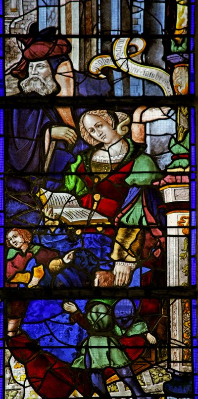 Window w6 depicting Mary Jacobe and her family by French School