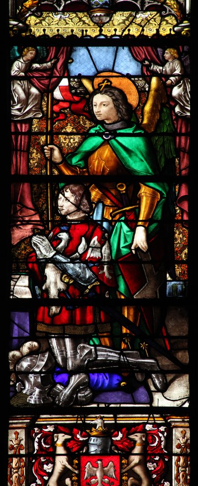 Window depicting St Michael and a donor by French School