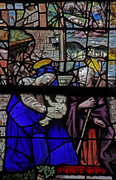 Window depicting the Holy Family by French School