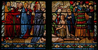 Window depicting the Resurrection of Lazarus by French School