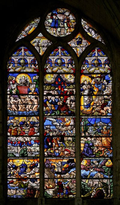 Window w7 depicting the Book of Revelation by French School