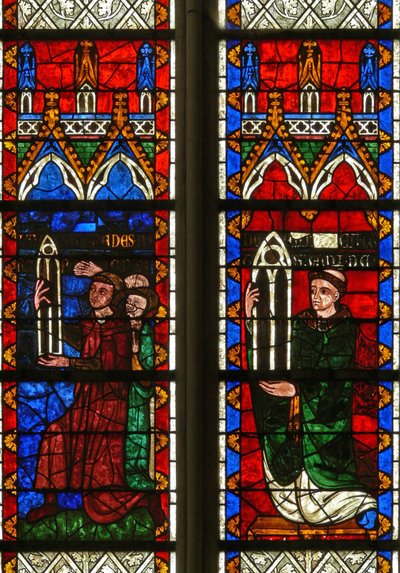 Window w7 depicting donors, the drapers of Sées and the doyen of Argentan giving a window by French School
