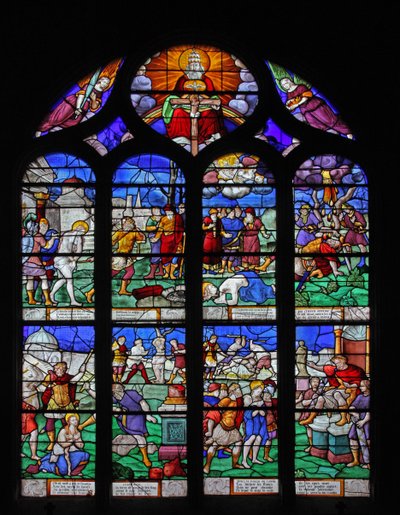 Window depicting scenes from the life of St Barbara by French School