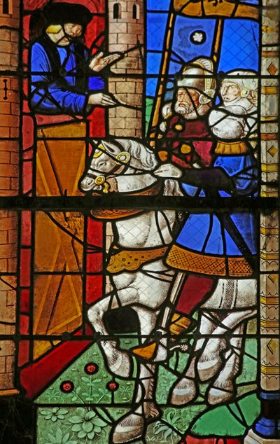 Window depicting St Augustine visits the Comte d
