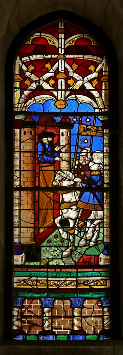 Window depicting St Augustine visits the Comte d