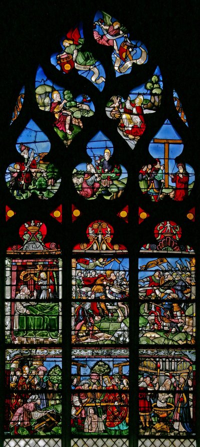 Window depicting St Helen, Constantine and the Triumph of the Cross by French School