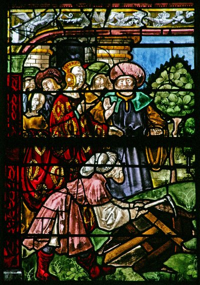 Window depicting St Helen finds the Cross by French School