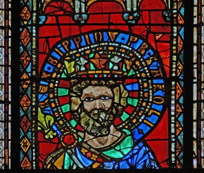 Window depicting Pepin the Short by French School