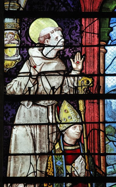 Window depicting St Francis and a donor by French School