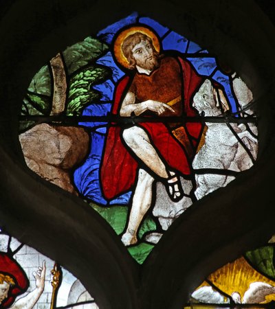 Window depicting St John the Baptist (mostly modern) by French School
