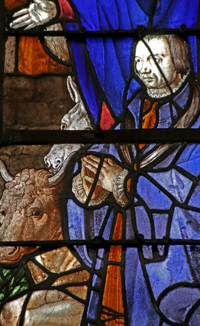 Window depicting a Donor at the Nativity by French School