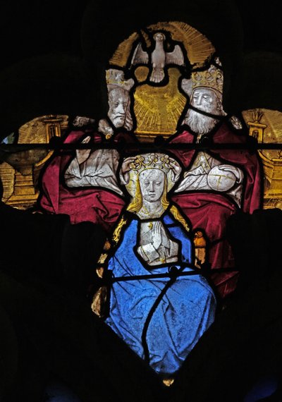 Window depicting the Coronation of the Virgin by French School