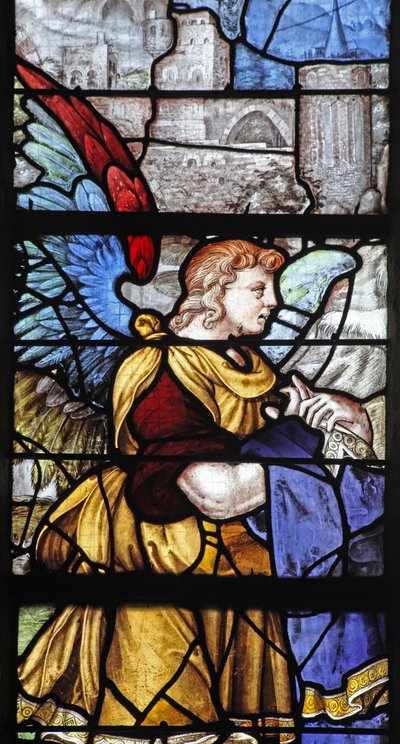 Window depicting the angel holding Christ