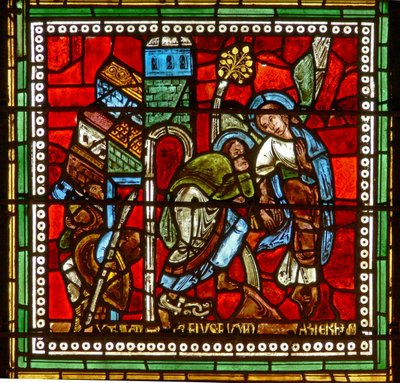 Window wXVIII depicting St Peter led out of prison by an angel by French School