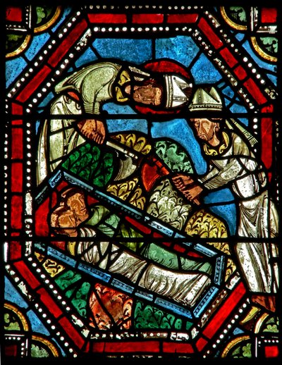 Window wXX depicting St Ambrose finds the remains of St Gervais and St Protais by French School