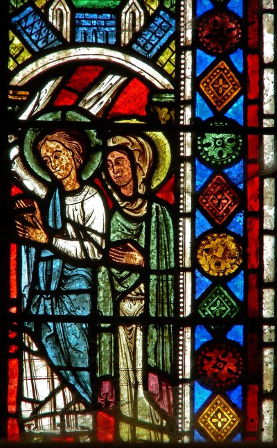 Window wXX depicting an angel and a saint by French School