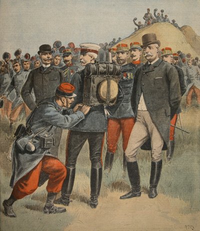 With the Army Manoeuvres: The Duke of Connaught Testing the Bag of a Soldier by French School