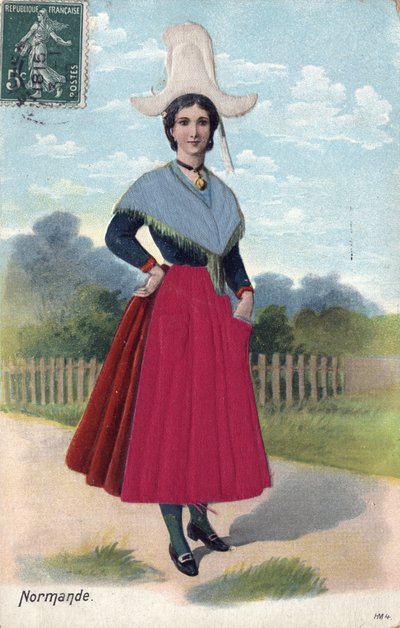 Woman in Traditional costume from Normandy c. 1910 by French School