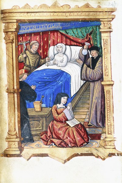 Woman in a death-bed scene with John the Baptist, c.1475-1500 by French School