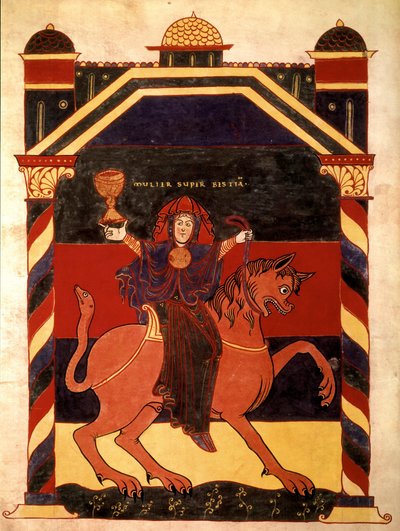 Woman mounted on the Beast by French School