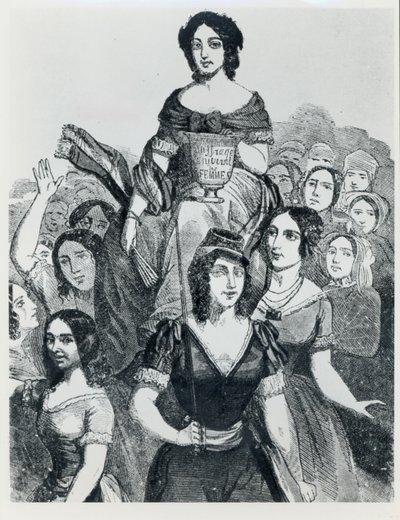 Women Carrying Jeanne Deroin in Triumph, from Les Femmes Celebres, volume I, Paris, Mazenod, 1848 by French School